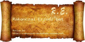 Rakonczai Erzsébet névjegykártya